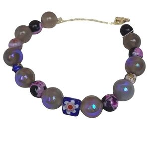 Gray Plating Moonstone Beads  Natural Stone Onyx Beads Fuchsia  Black Fire Veins